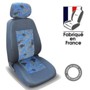 Housses siège auto sur mesure PEUGEOT 807 - 8 places gris et bleu Baccara - 8 sièges