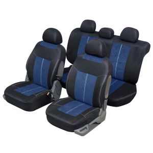 Housses sièges auto banquette fractionnable bleu et noir Monza