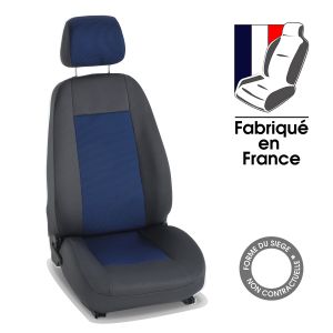 Housses sur mesure pour utilitaire PEUGEOT PARTNER II Utilitaire - 3 places (De 05/2008 à 10/2018) 3 places Amélio gris et bleu