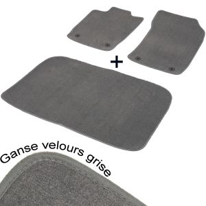 Tapis auto sur mesure MINI COUPE (R58) (De 01/2011 à 12/2015) moquette aspect velours gris gamme Président 2 avant + coffre